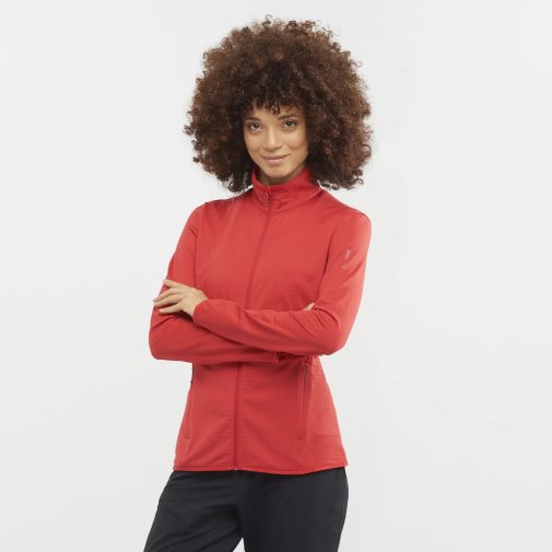 Chaquetas Salomon Essential Lightwarm Full Zip Mujer Rojos | MX WZTM892